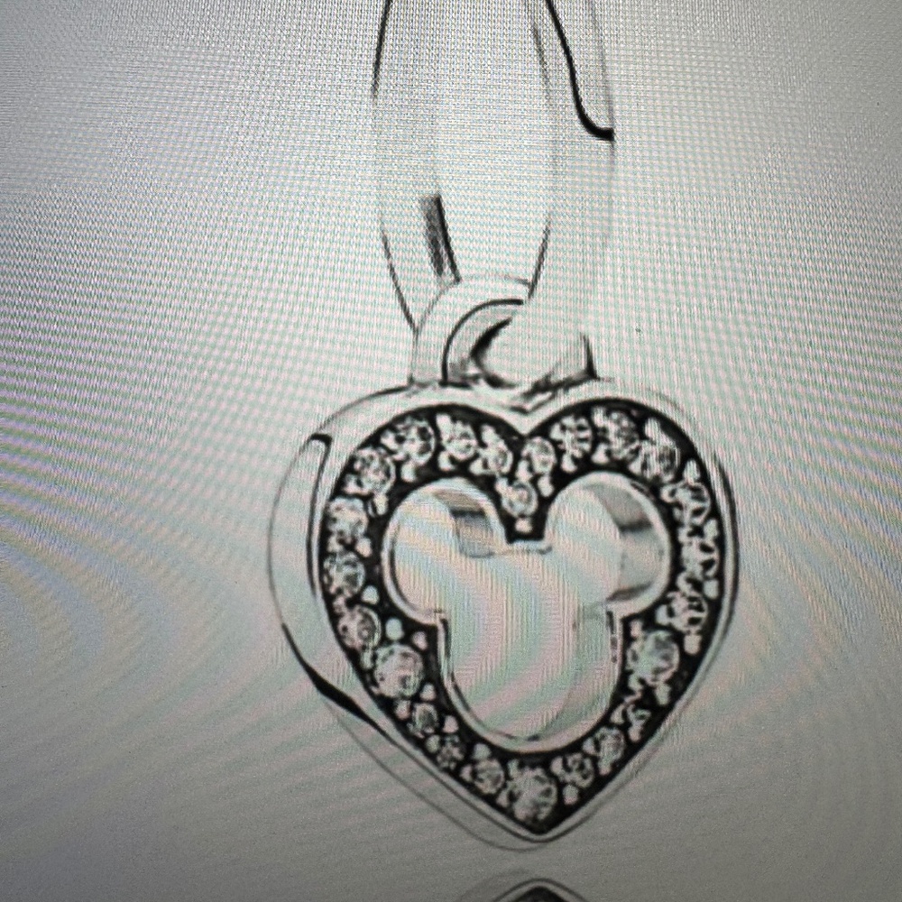Disney Pandora Charm - Mickey Mouse Silhouette Heart Dangle New In Box  Retired